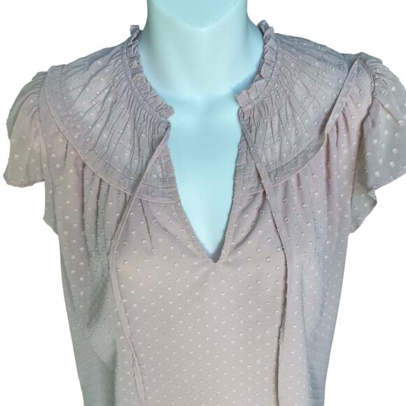 Express Lined Pink Ruffle Blouse Womens M Flutter Sleeve Feminine Coquette Top - Picture 11 of 16